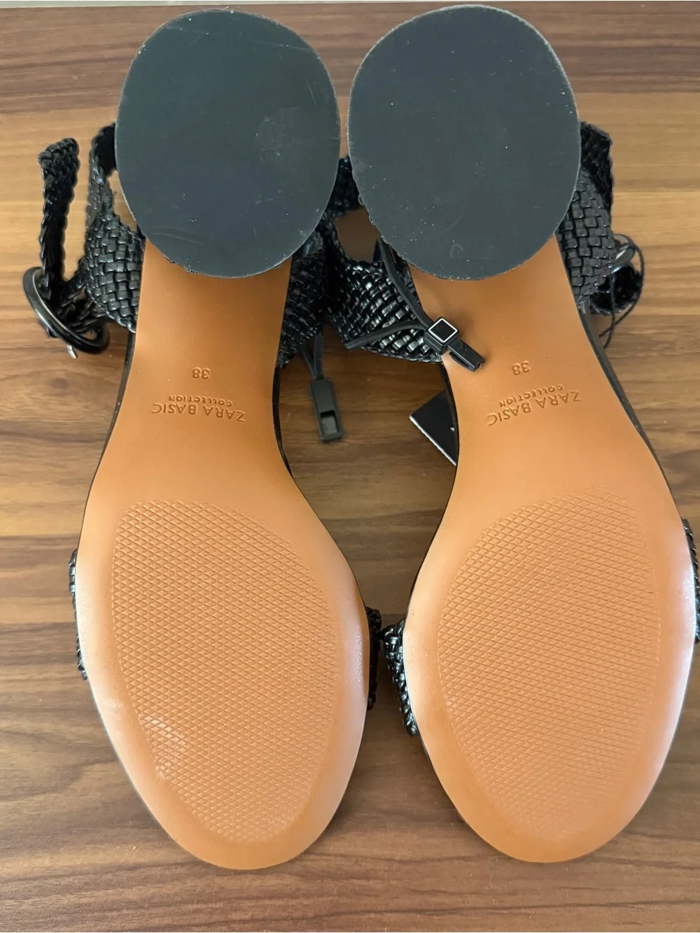 Zara Black Braided-Strap Heeled Sandals